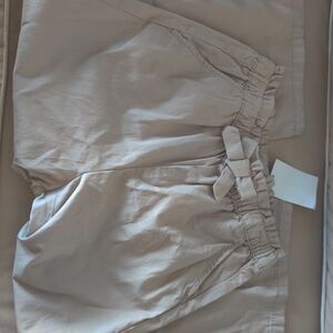 Beige Paperbag Waist Shorts